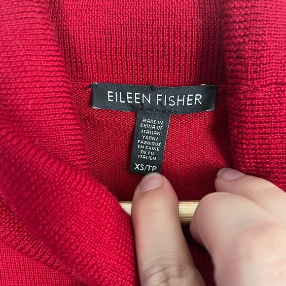 Eileen Fisher Womens Sweater Xs Red Merino Wool Turtleneck - Picture 3 of 4